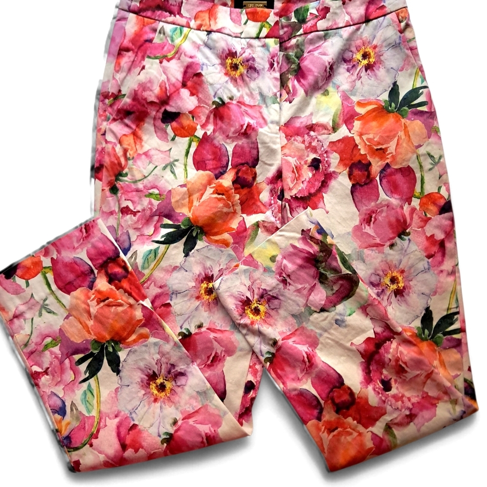 Alexia Admor Floral Straight Leg Trouser Sz 6 Cotton/Spandex EUC